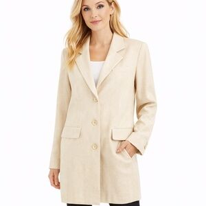 Henry Cotton’s Tailored Wear Long Blazer -Cream Beige -Size 44- Made in Italy